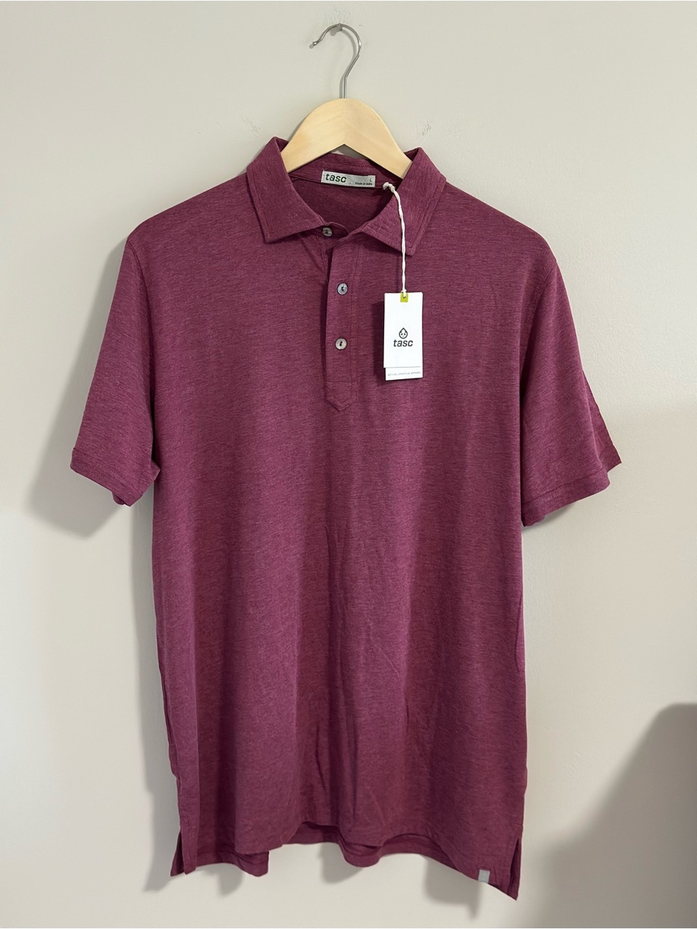 Tasc Performance Everywear Polo in Grape Heather NWT